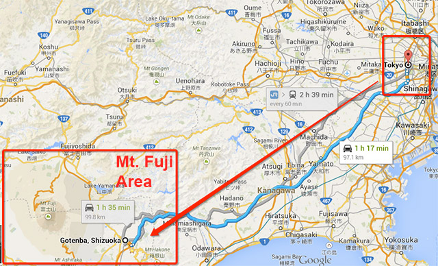 fujiyama volcano map