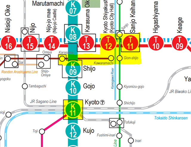 Метро киото схема